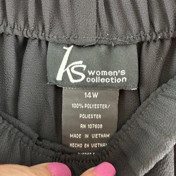 KS Women's Collection Black Pull On Pants Flowy Sheer Lined Swim Cover Beach 14W - Picture 7 of 12
